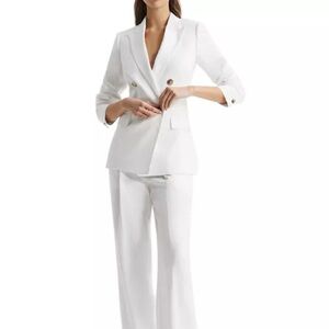 REISS white double breasted blazer